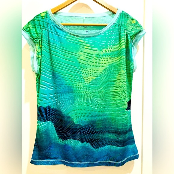 Prana diaphanous women’s short sleeve blouse top - Picture 1 of 14